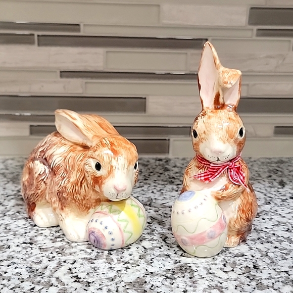 vintage ceramic pair of easter bunnies - Picture 1 of 10
